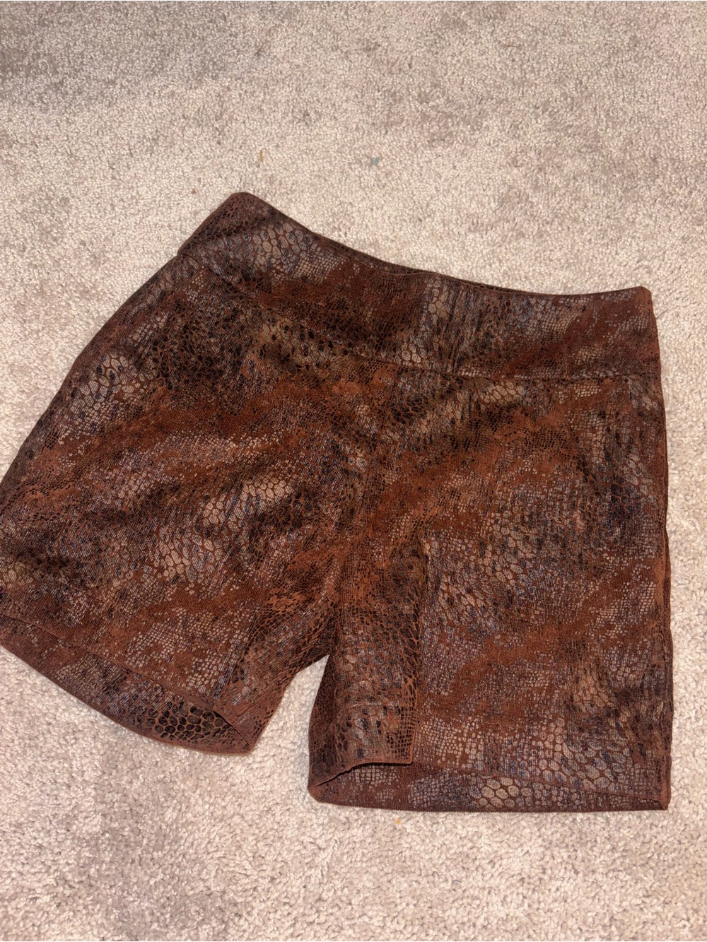 Brown Snakeskin Print Women's Shorts